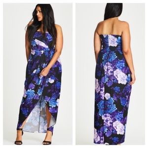 City chic plus size strapless floral maxi dress